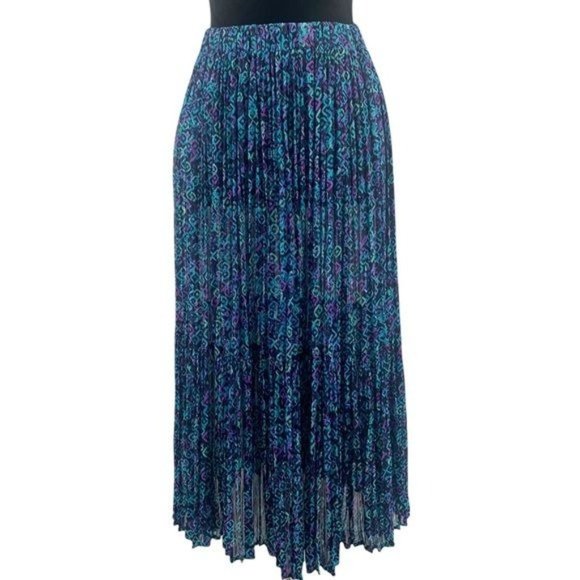 Sedona Clothing Company Blue Boho Pleated Abstract Pull On Maxi Skirt One Size - Picture 1 of 6